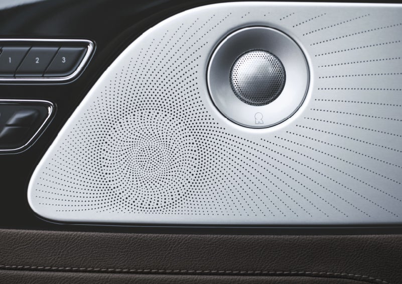 Two speakers of the available audio system are shown in a 2024 Lincoln Aviator® SUV | Baldwin Lincoln in Covington LA