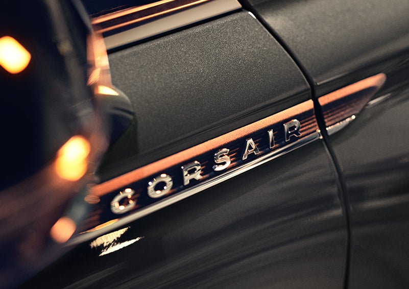 The stylish chrome badge reading “CORSAIR” is shown on the exterior of the vehicle. | Baldwin Lincoln in Covington LA