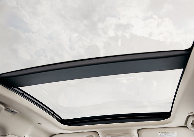 The available panoramic Vista Roof® is shown from inside a 2024 Lincoln Corsair® SUV. | Baldwin Lincoln in Covington LA
